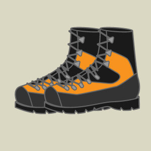 登山靴は足首を保護するミドルカット以上で、防水性があり、ソールのグリップ力が高いものを選ぶ